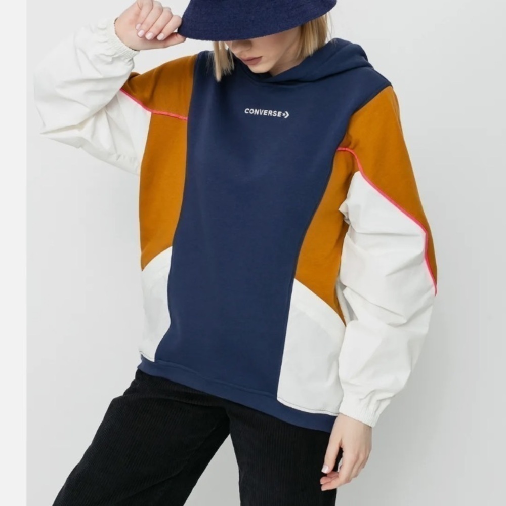 Converse Colorblock Hoodie in Navy, Mustard & White